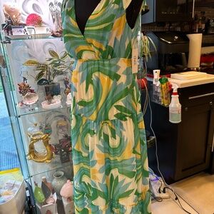 Vibrant Maxi Sleeveless V-Cut Neck and Back